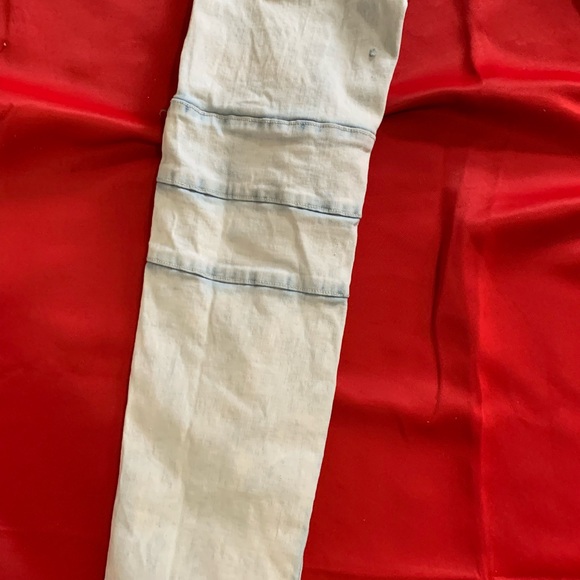 Black Premium Skinny Flex Distressed Jeans RN 70829 Zipper Legs Light Wash 32x30 - Picture 5 of 9